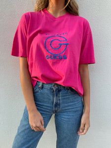 Pink Guess Jeans Embroided T-shirt