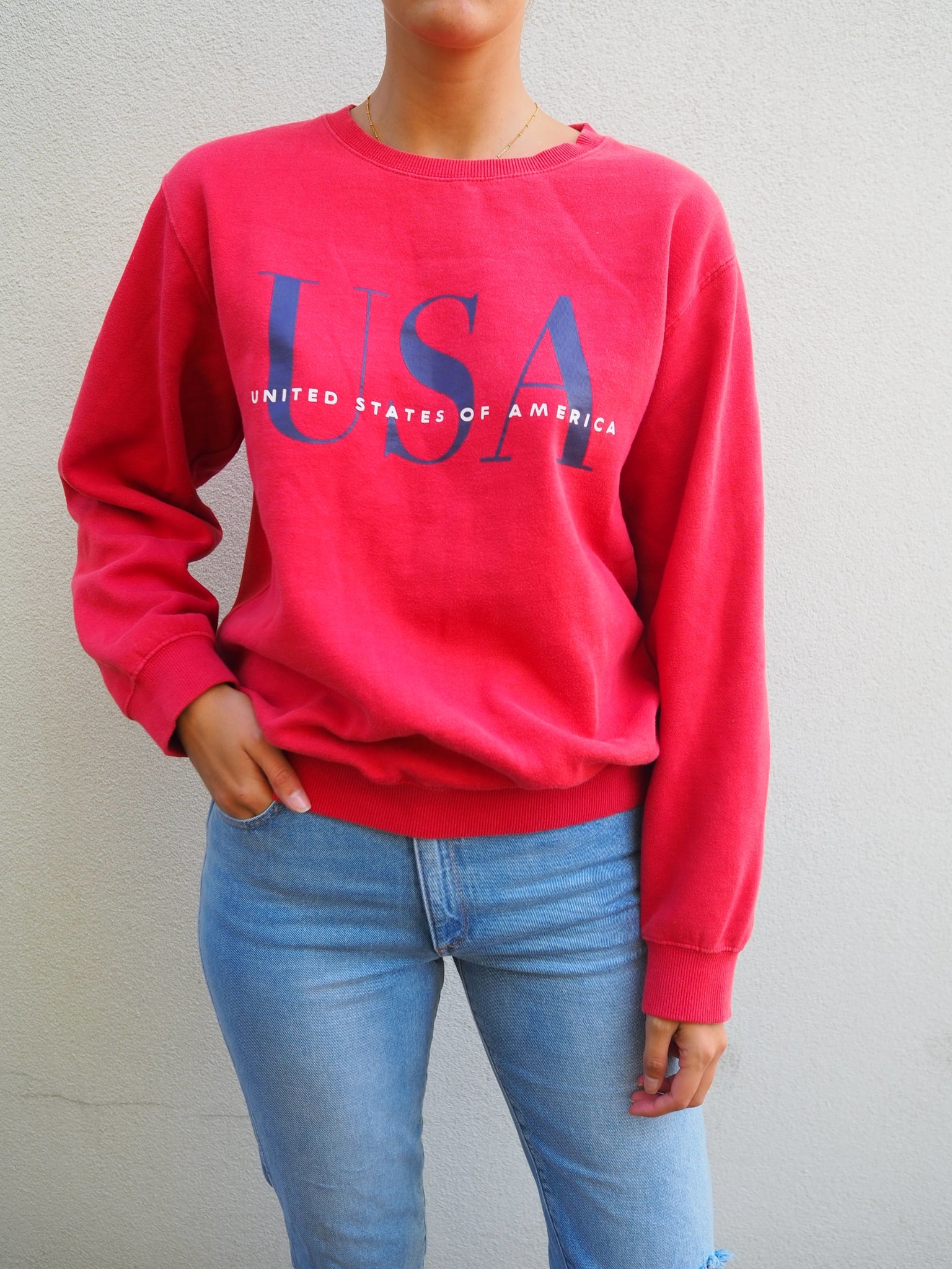 Red USA spellout Sweater