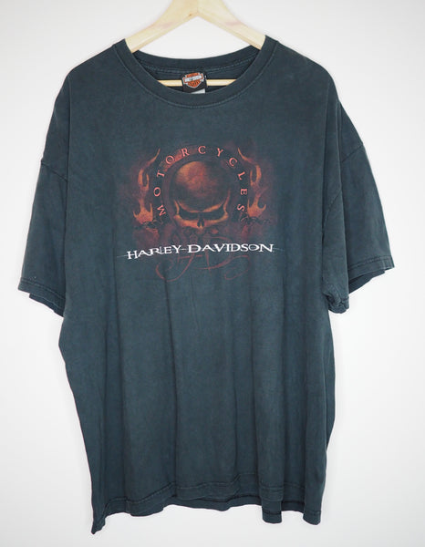 Harley Davidson Black Mt Cheaha Skull logo T-shirt