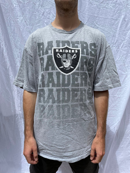 Vintage Grey NFL Raiders all over print T-shirt
