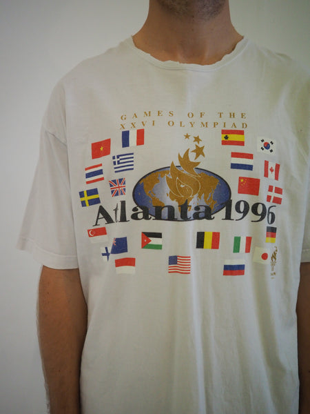 Atlanta 1996 Olympics White T-shirt with front large graphic