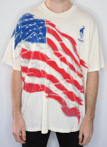Atlanta 1996 Olympics White T-shirt with Big USA Flag print
