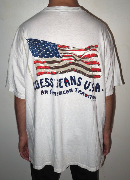 White Guess Jeans USA Flag T-shirt